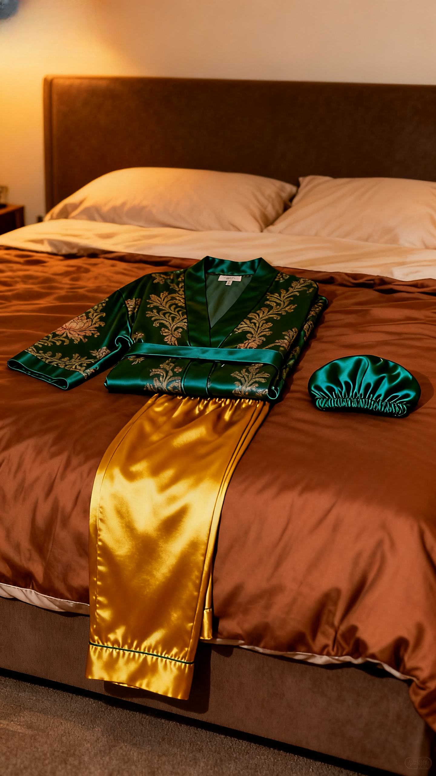 The Forbidden City | Peacock Blue Silk Print Loungewear Set