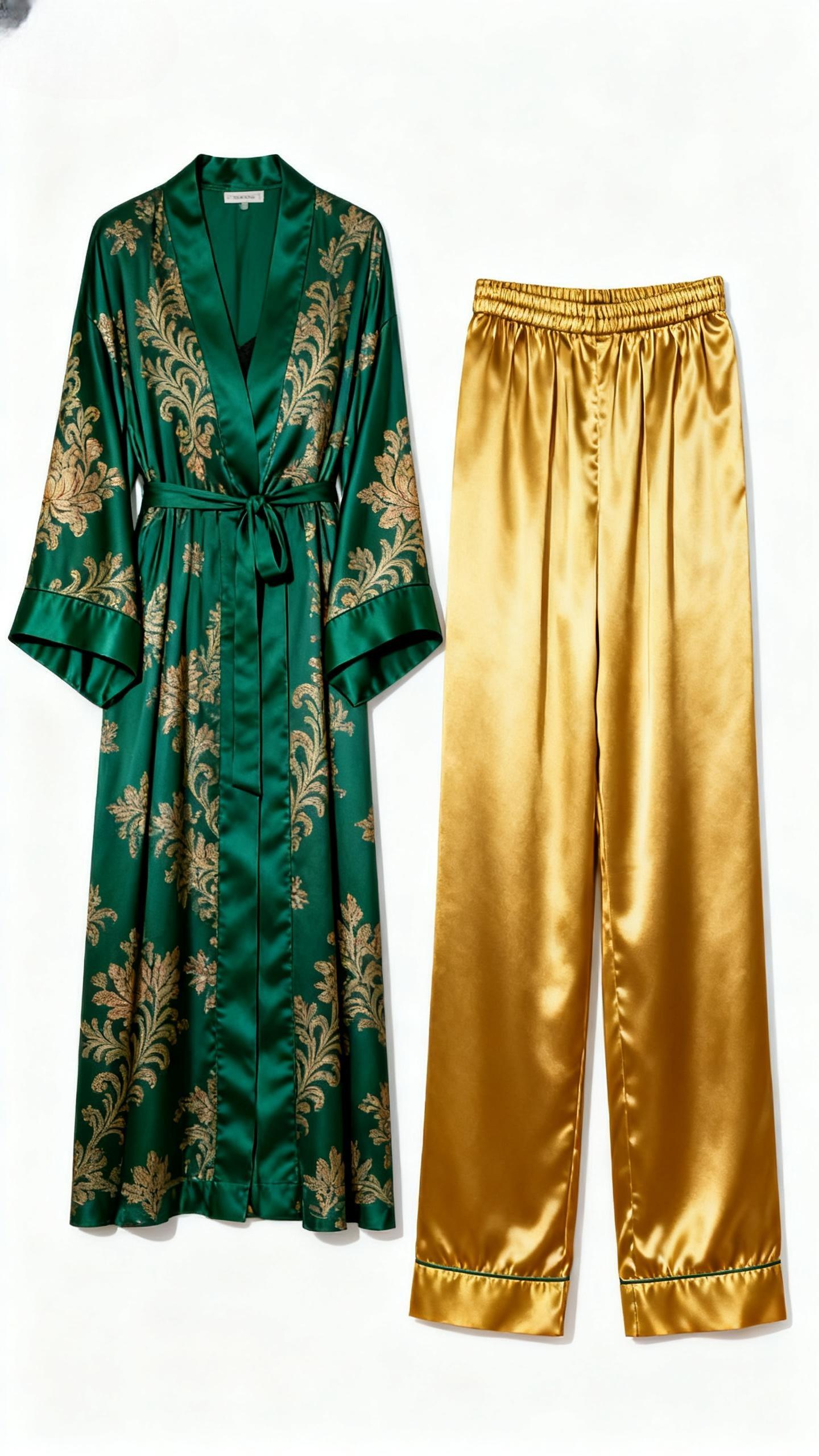 The Forbidden City | Peacock Blue Silk Print Loungewear Set